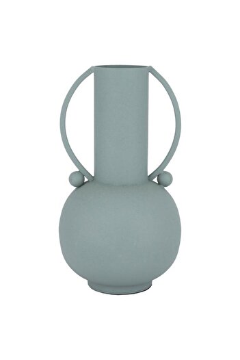 ALSAIF Painted Iron Vase 13X7X28 Cm Indian Light Green