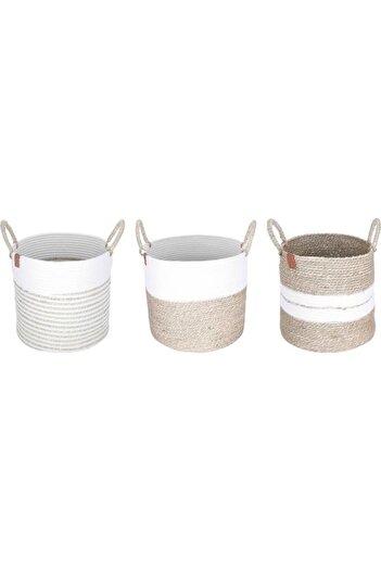 ALSAIF Wicker Basket Set 3 Pieces Beige