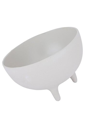 ALSAIF Painted Iron Pot 9 X 16 X 16 Cm Round Light Grey