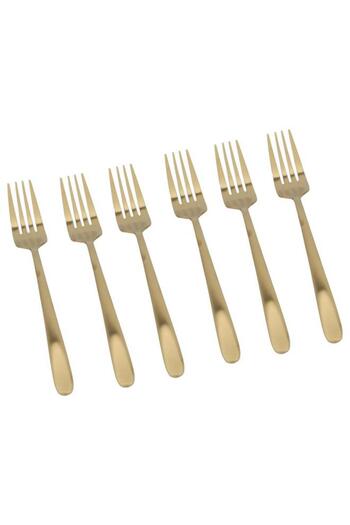 ALSAIF Ibiza Steel Spoon Set Plain 30 Pieces Gold