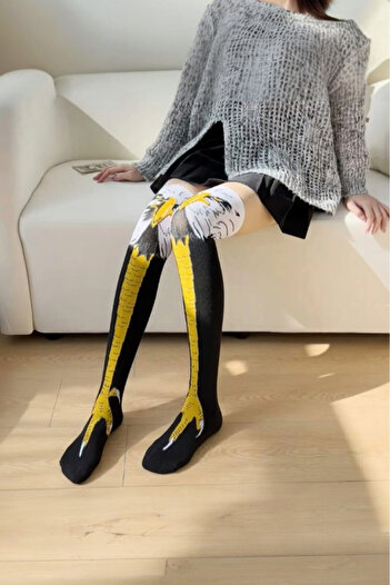ZEYZEY MONKEY Eagle Foot Unisex Design Patterned over Knee Long Socks