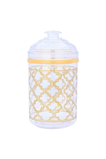 ALSAIF Plastic Spices Box Circular Golden Transparent Embossed