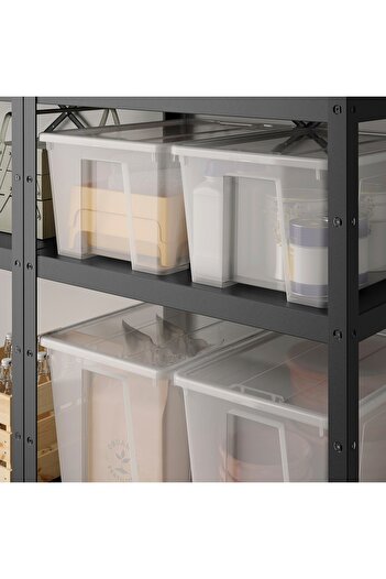erorex صندوق مع غطاء، شفاف، 57x39x42 سم/65 لتر