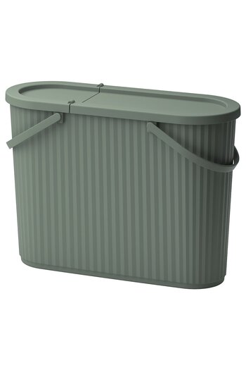 erorex Bin with lid, grey-green, 48 l