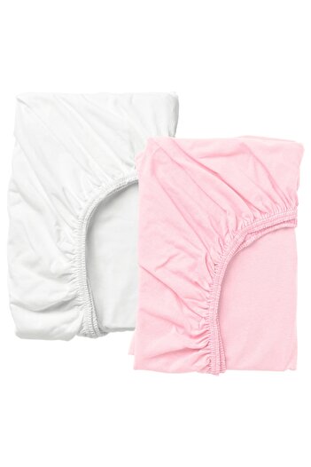 erorex Fitted sheet for cot, white/pink, 60x120 cm