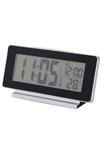 erorex Clock/thermometer/alarm, black, 16.5x9 cm