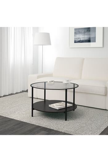 erorex Coffee table, black-brown/glass, 75 cm