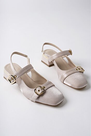 MUGGO Gigi Open Back Blunt Toe Double Belt Women's Daily Classic Short Heeled Shoes