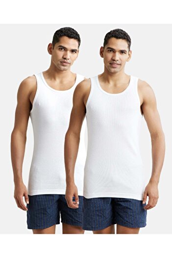 JOCKEY Elance Modern Vest 2X1 Rib 2Pcs Pck 8823-02 White