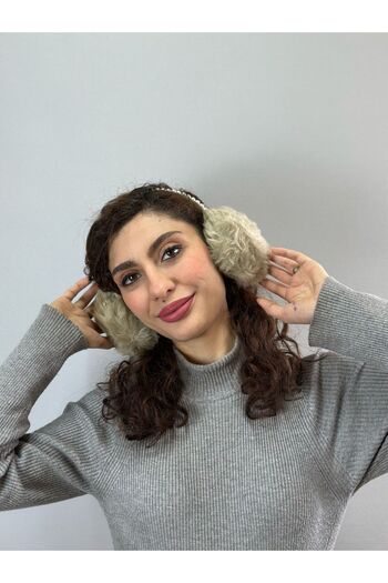 Gönülden Tasarım Pearl Fur Plush Women's Protection Ear Muffs