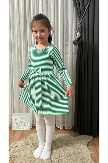 neocotton Kız Çocuk Uzun Kollu Penye Elbise