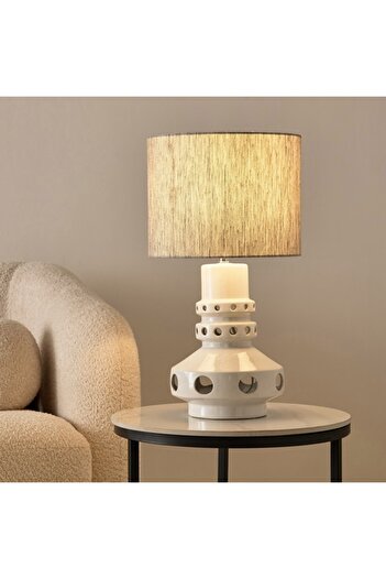 Home Box Zoe Vertell Ceramic Table Lamp with Linen Shade 32x32x58 cm
