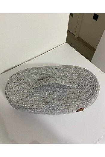 Sevdam Sepet Large Size Gray Decorative Box with Lid - Storage Box