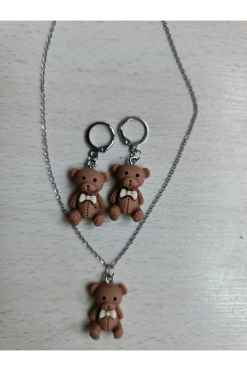 LORESİMA AKSESUAR Bear Earring Necklace Set