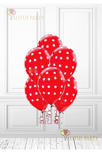 LOTUS PARTY White Polka Dot Balloon - White Polka Dot Balloon - Red Balloon with White Polka Dots