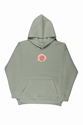 By Caspita Fashion Lenithra Rose Garden Світло-сірий худі з принтом на спині, унісекс, оверсайз