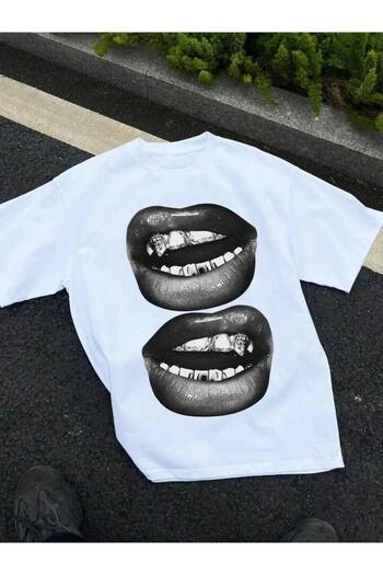 Machetta Μπλουζάκι Unisex Lip Printed Oversize 100% βαμβακερό