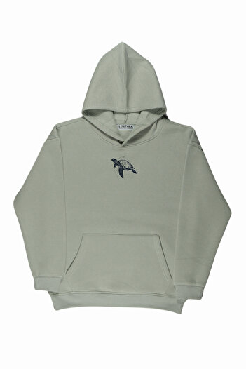 By Caspita Fashion Lenithra Черепаха з принтом Unisex Oversize Сірий худі