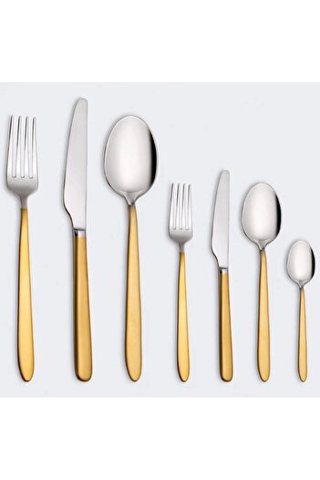 Jumbo 9400 Matte Gold 12 Person 84 Piece Cutlery Set