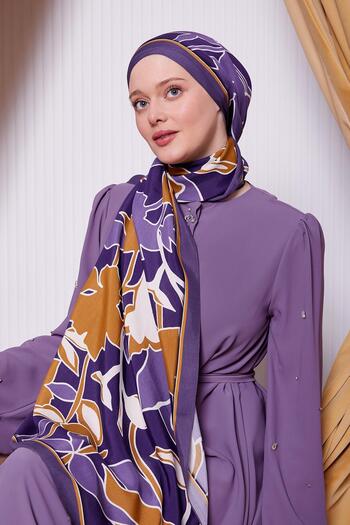 Levidor Purple Leaf Pattern Royal Shawl