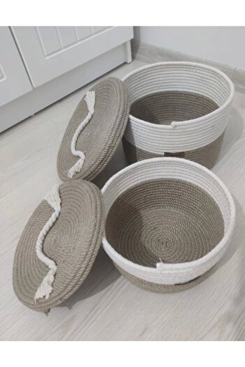 Hediyeninellitonu Organizer Baskets with Wicker Lids