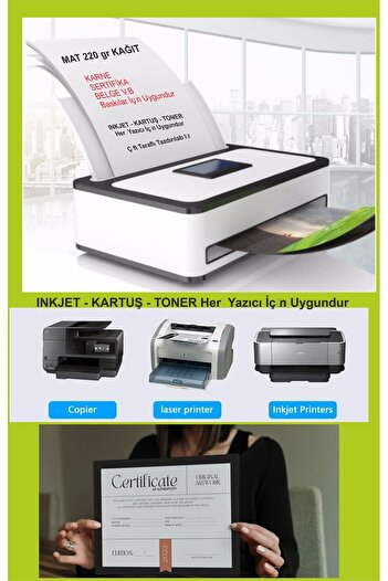 Hsn Kalın A4 Sertifika Kağıdı Kartuşlu Mürekkepli  Tüm Yazıcılara Uygun 25 Adet Belge vb 220 gr Kağıt