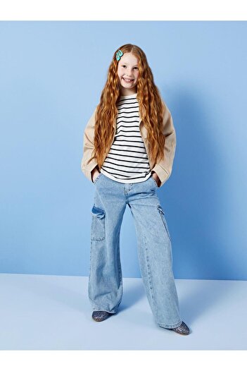 LC Waikiki Girl's Jeans Pants with Adjustable Elastic Waist