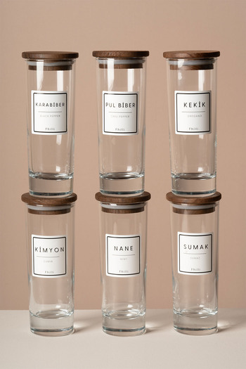 Fhilli Spice - 6-Piece Tulip Tree Vacuum Spice Bowl Set 290 ml Glass Storage Container with Gift
