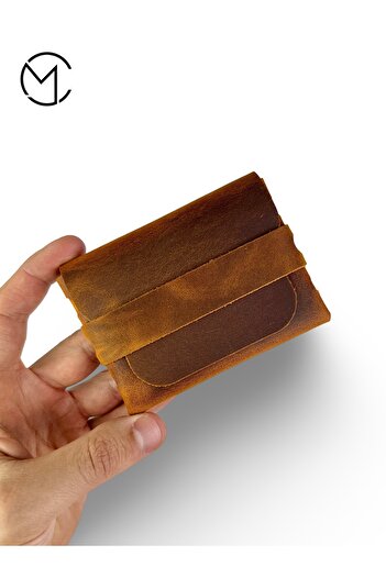 Mess collection Genuine Leather Snap-Fit Horizontal Card Holder, Credit Card Wallet, Men's & Women's Minimalist Card Holder