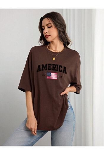 uyguntarz Μπλουζάκι Unisex AMERICA με εμπριμέ σχέδιο