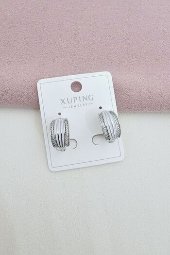 Vitastyle Silver Zircon Stone Design Earrings
