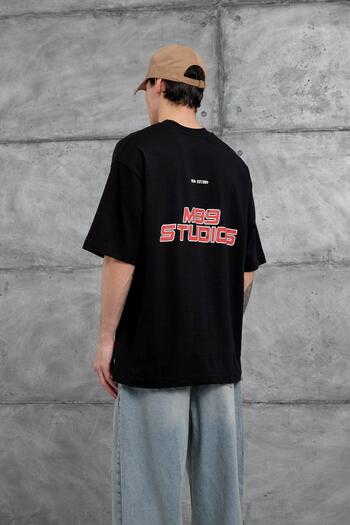 NOMARC Ανδρικό μπλουζάκι μαύρο M99 Studio με γράμματα Oversize