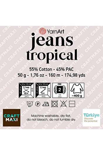 Yarnart Τζιν Tropical - Μαρμάρινο Χειροποίητο Πλεκτό Νήμα Ebruli-618