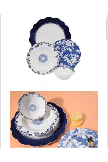 Hediye Köşkü 6 Kişilik Royal Blue Lüks Porselen 24 parça Yemek Takımı