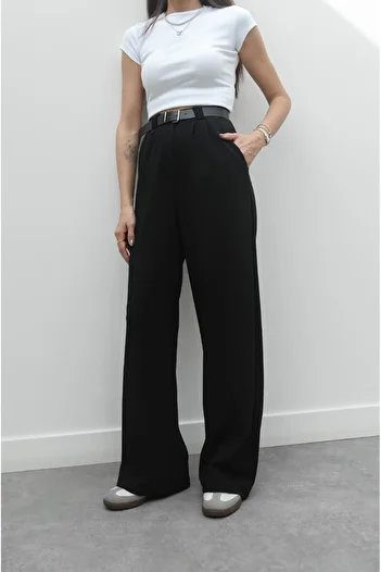 Havoş Black Heche Pleated Belted Trousers