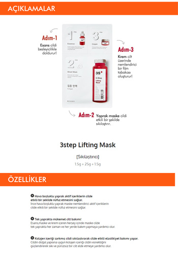 Missha 3 Aşamalı Sıkı Görünüm Veren Maske (1.5G/22G/1.5G) 3 Step Lifting Mask