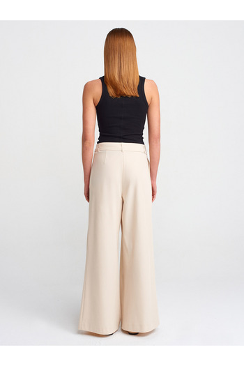Dilvin 71599 Beige Thin Belt Trousers