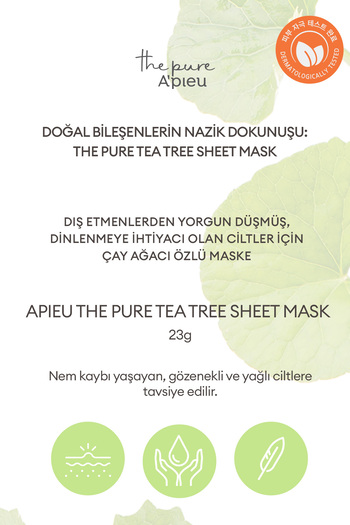 Missha Yağlanma ve Akneye Eğilimli Ciltlere Nem Veren Yaprak Maske A'PIEU The Pure Tea Tree Sheet Mask