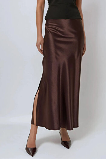 Hiccup Slit Maxi Satin Skirt
