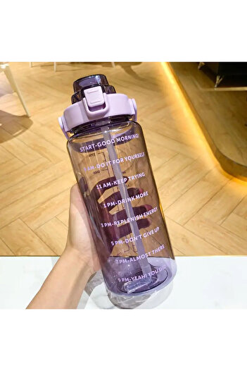 Choice 2.0L PURPLE 2L Sports Water Bottle Large Capacity Plastic Water Cup Portable Drink Bottle with Time