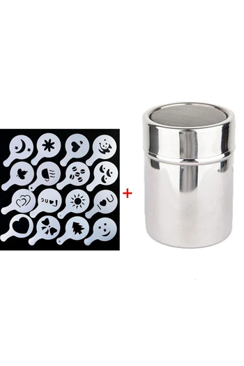 choice2 1 set Cappuccino Mold Stainless Steel Coffee Shaker Fancy Coffee Printing Model Coffee Sifter Tool C