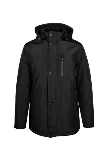 Hatemoğlu Black Regular Fit Judge Collar Hooded Coat
