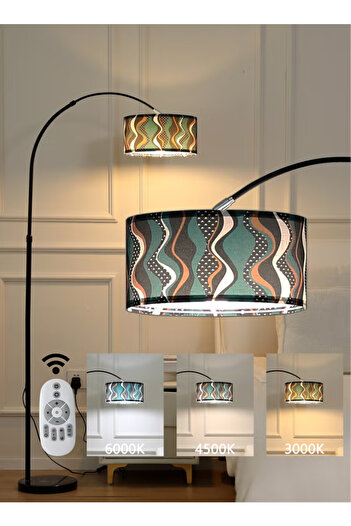 X SPRING Line print floor lamp with Remote Control & 3-Color LED Light - Adjustable Lamp for Living Room