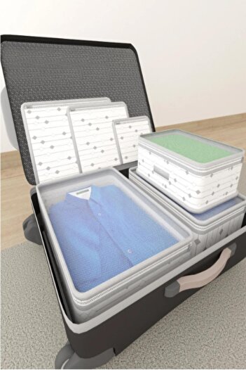MasterCar Gray/White Patterned 6-Piece Suitcase Organizer Suitcase Organizer Set Travel Bag Suitcase Organizer