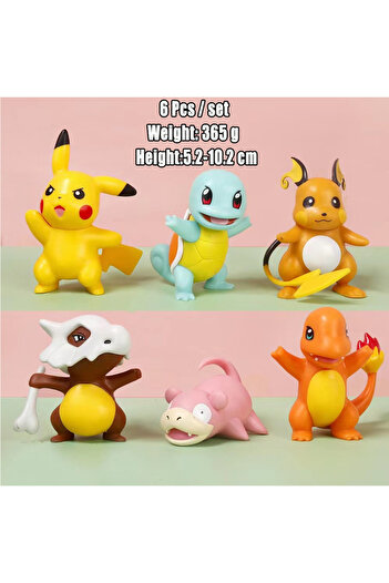 Choice1 B 6pcs Set Hot Pokemon Anime Figures Pikachu Toys Model Charmander Psyduck Squirtle Jigglypuff Bulba