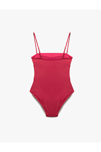 Koton Matte Fabric Strapless Swimsuit