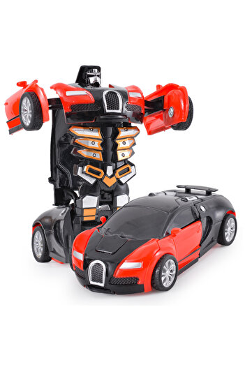 Choice Red One Click Automatic Collision Deformation Robot Boy Gift Dual Form Toy Car Father Son Interactiv