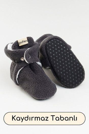 pufien Organic Cotton Lined Baby Shoes - First Step Shoes with Anti-Slip Soles