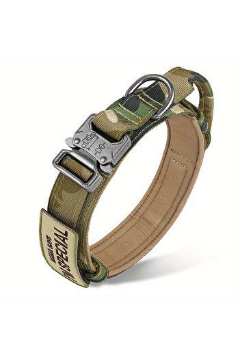 Choice L Camouflage Set Heavy Duty Tactical Dog Collars with Handle Military Collar with Patch Outdoor Trai