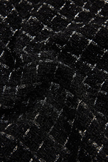 W Collection SİYAH MİNİ DOKULU DİK YAKA ELBİSE